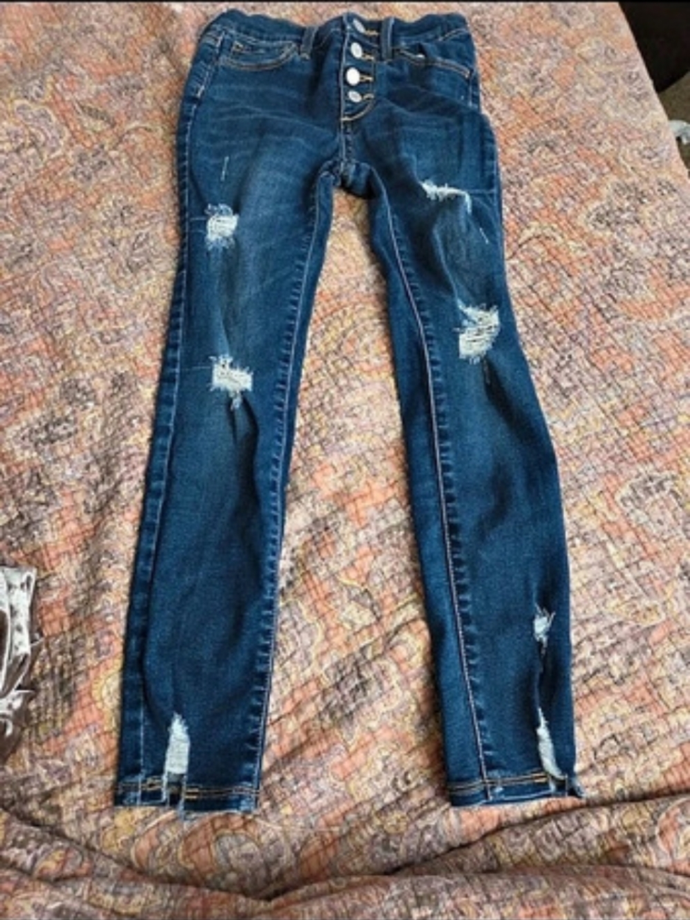 Old Navy Rockstar Super Skinny Distressed Jeans in Blue Size 8